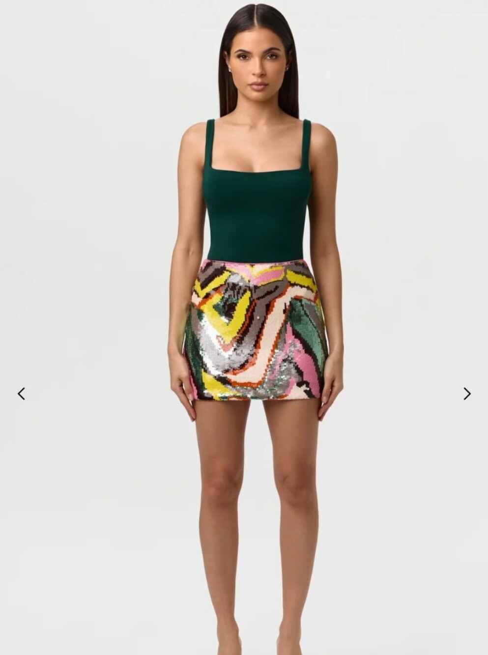 naked wardrobe Multicolor Sequin Abstract Mini Skirt